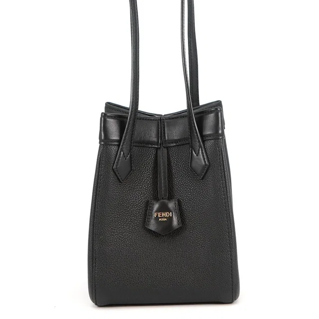 Fendi Shoulder Bag Origami Mini Leather 2-Way Black in Black Leather from The Reluxe