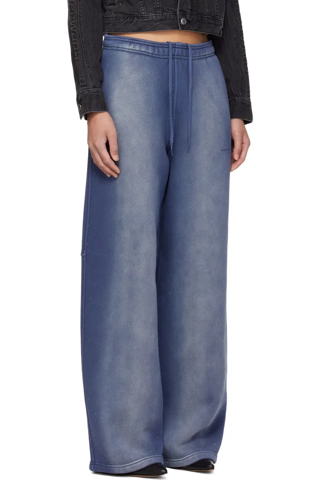 Alexander Wang Navy Allover Hotfix Mid-Rise Sweatpants, photo 2 of 4 from SSENSE