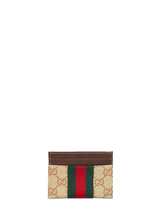 Gucci Gg Canvas With Web Stripe Card Case — Beige Calfskin Wallets & Purses in Beige Calfskin from HEWI