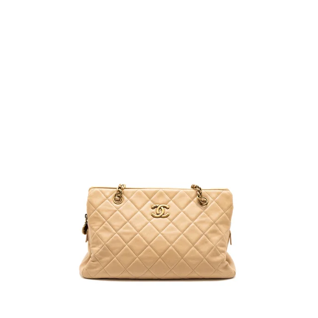 Chanel Shopping Tote Calfskin Beige GHW in Beige Calfskin from EMIER