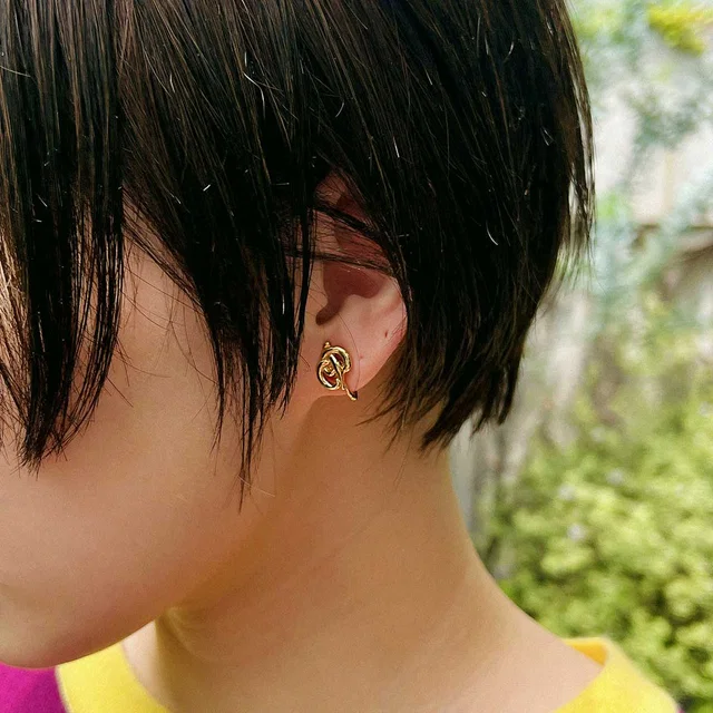 Dior Logo Earrings - Gold in Gold from VINTAGE QOO TOKYO
