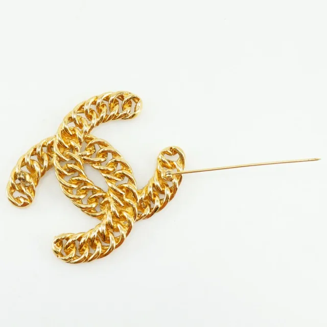 Chanel Chain Coco Mark Brooch in Black Gold-plated metal from LuxUness, photo 3 of 6