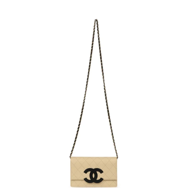 Chanel "Neo Filigree" Wallet on Chain WOC Beige, Black Grained Calfskin Gold Hardware in Black Caviar leather from Madison Avenue Couture, photo 7 of 9