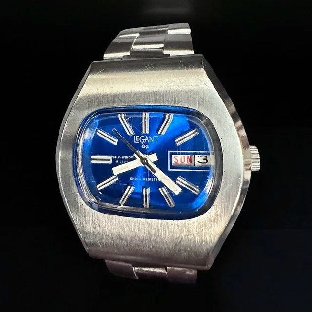 70s Legant (By Seiko) Qs 36x40 Tv Dial Auto 17 Jewels Stainless Steel Watch in silver|blue|gray from Poshmark