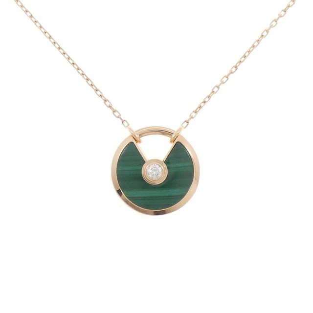 Cartier Amulette 750Pink Gold Malachite Diamond Necklace in Gold from LuxUness