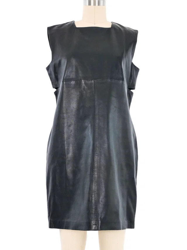 Versace Leather Cut Out Mini Dress in Leather from Arcade Vintage
