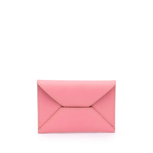 Pink Hermès Epsom Envelope Card Holder MM in Pink Epsom leather from Designer Revival