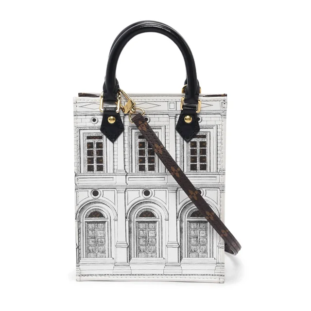 Louis Vuitton x Fornasetti Architettura Petit Sac Plat in Canvas from Blue Spinach