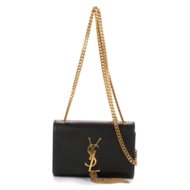 Saint Laurent Small Kate Crossbody Black Smooth Calfskin in Black Calfskin from The Reluxe