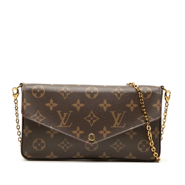 Brown Louis Vuitton Monogram Pochette Felicie Crossbody Bag in Brown Coated canvas from Designer Revival