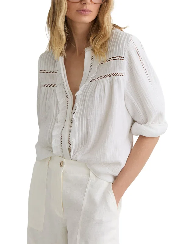 Reiss Clemmie Cheesecloth Long Sleeve Top, image 1 of 1 from Gilt
