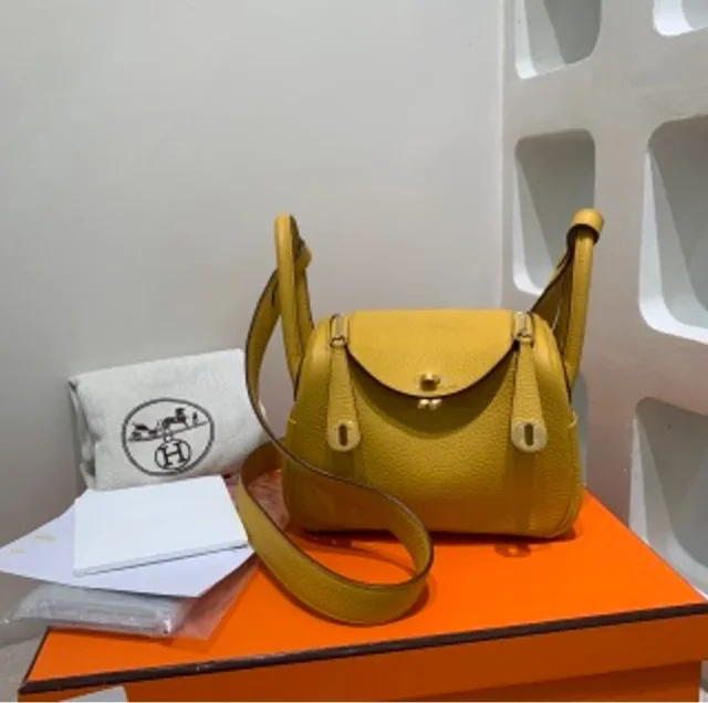 Hermès Amber Yellow Mini Lindy Y-Cut Serenity in Yellow from Luxury Promise