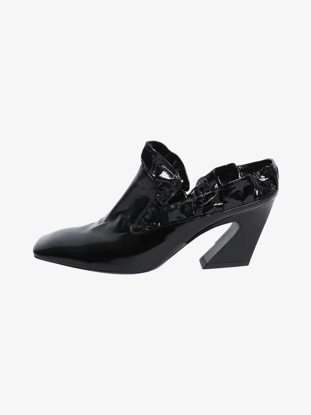 Mulberry Patent Leather Frill Mules - Eu 38, Women's (Size 8.5) in black Patent leather from Grailed