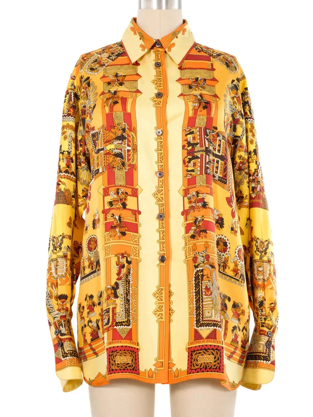 Hermès Astres et Soleils Silk Top in Silk from Arcade Vintage