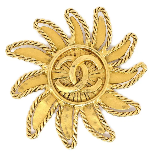 Chanel Sun Brooch Gold 94A in Gold from AMORE Vintage Tokyo