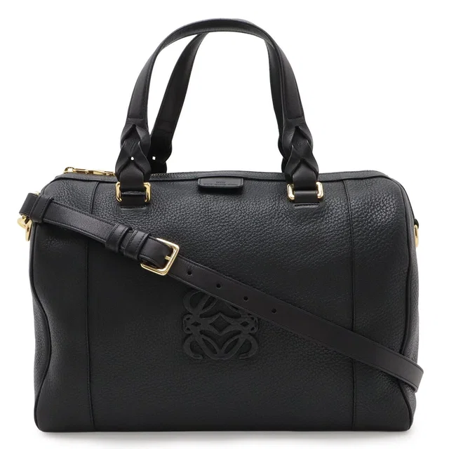 Loewe Fusta 31 Mini Boston Bag 2-Way Leather Black Gold in Black Leather from The Reluxe