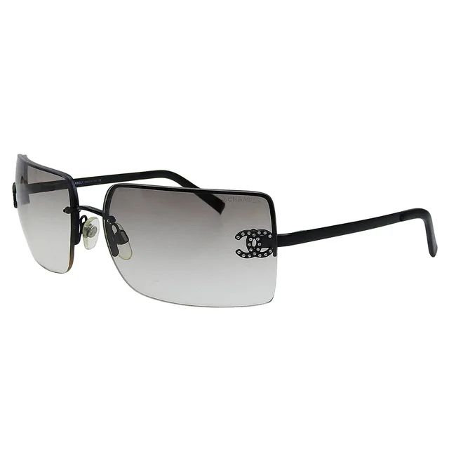 Chanel Rhinestone CC Logo Sunglasses Black in Black from VINTAGE QOO TOKYO