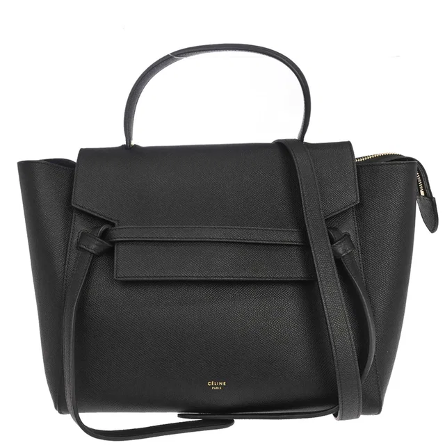 Celine Black Belt Bag Mini 2way Shoulder Handbag in Black Leather from AMORE Vintage Tokyo