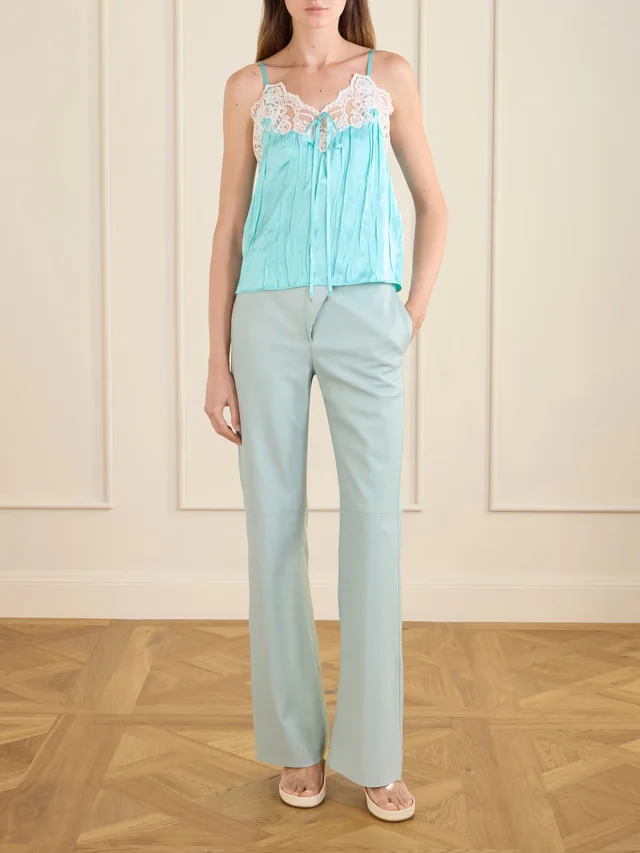 CHLOÉ High-rise paneled leather straight-leg pants in Blue, photo 2 of 2 from NET-A-PORTER (Canada)