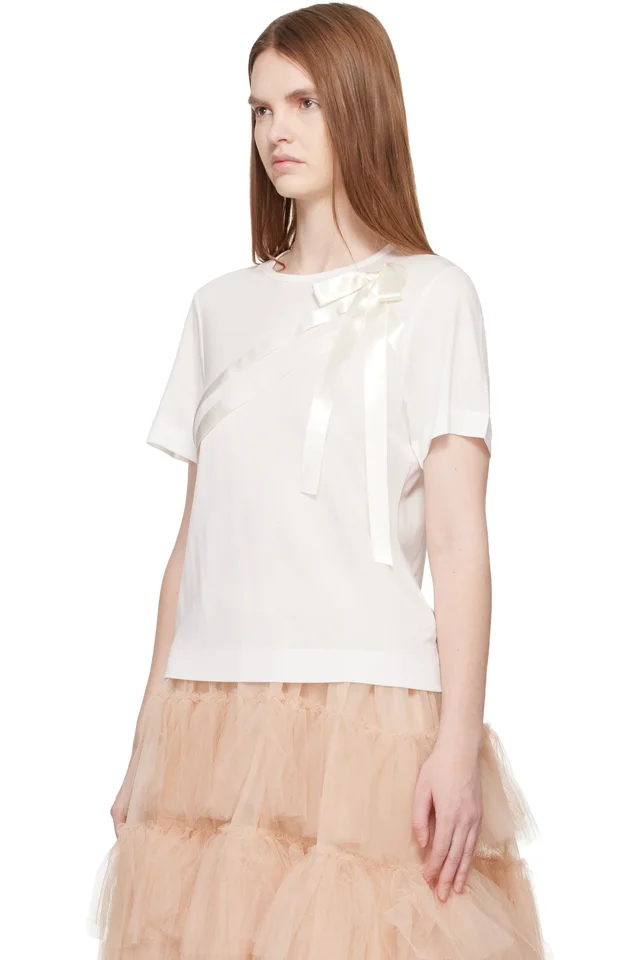 Simone Rocha White Bow Sash Easy T-shirt, photo 4 of 5 from SSENSE