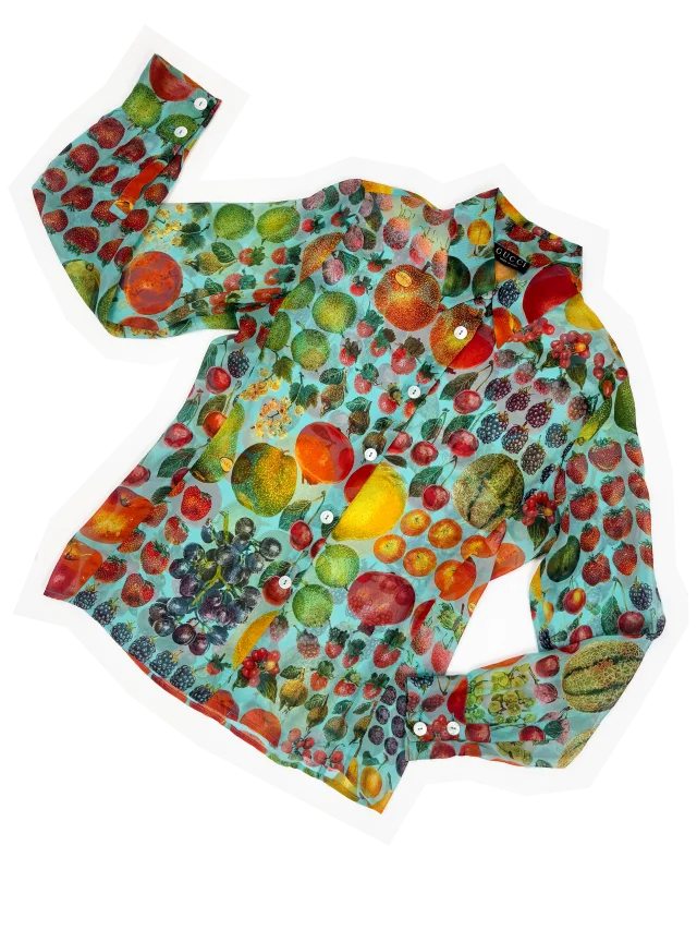 Gucci 1996 silk chiffon fruit print shirt in Silk from James Veloria