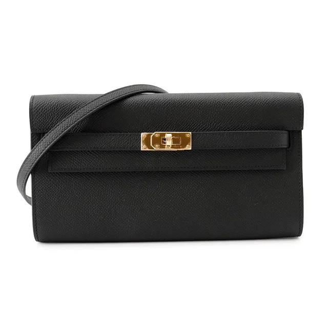 Hermès Kelly wallet long to go Black Epsom in Black Epsom leather from GALLERY RARE