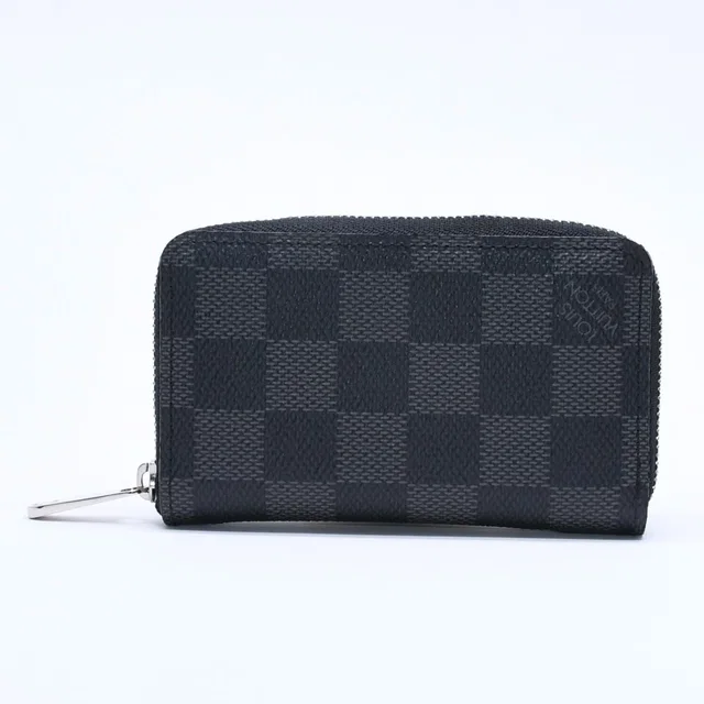 Louis Vuitton Zippy Coin Purse Damier Graphite Mini Wallet Black Silver in Black Canvas from The Reluxe