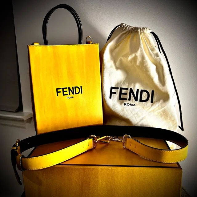 100% Authentic Fendi Yellow Tote Bag With Dust Bag in black|yellow Leather from Poshmark