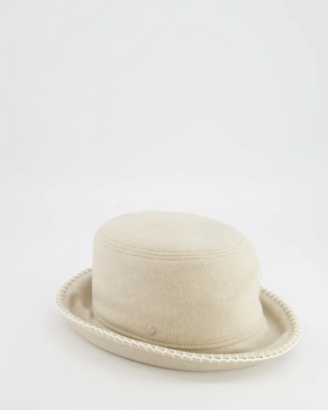 Hermès Corde, Ecru Wool and Cashmere Harper Point Avalon Bucket Hat Size 57 in Cashmere from Sellier, photo 6 of 10