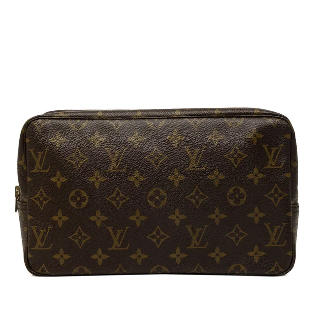 Brown Louis Vuitton Monogram Trousse Toilette 28 Clutch Bag in Brown Coated canvas from Designer Revival