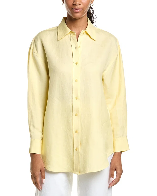Kenneth Cole Drop Shoulder Linen-Blend Boyfriend Shirt, image 1 of 1 from Gilt
