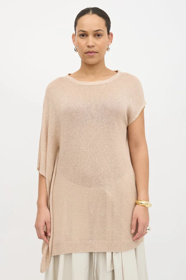 Brunello Cucinelli Knit Asymmetrical Top in Silk from VSP Consignment