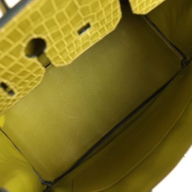 Hermès Birkin 35 Vert Anis Shiny Porosus Crocodile Palladium Hardware in Green Exotic from Madison Avenue Couture, photo 8 of 9