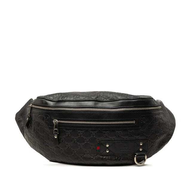Black Gucci Guccissima Web Belt Bag in Black Leather from Designer Revival