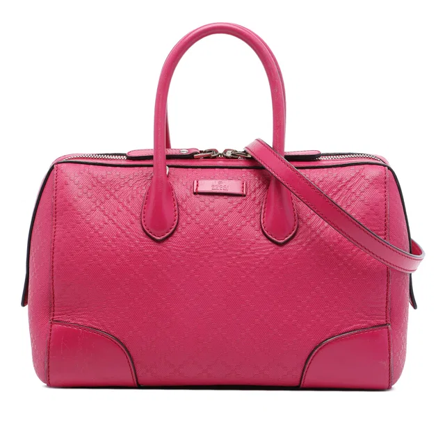 Pink Gucci Diamante Bright Calfskin Boston Bag Satchel in Pink Calfskin from Designer Revival