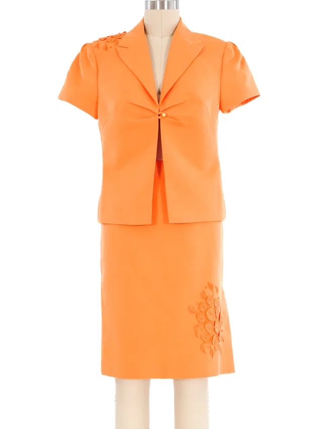 Versace Orange Cotton Skirt Suit in Orange from Arcade Vintage