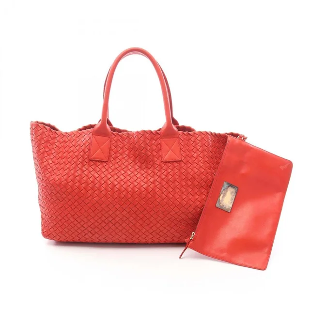 Bottega Veneta Cabas Mm Intrecciato Tote Bag Handbag Leather Women's Red in red Woven leather from Poshmark, photo 1 of 1