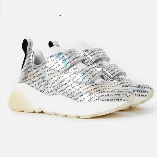 Stella McCartney Eclypse Holographic Logo-Print Sneakers Sz 36 in silver|gray|white Leather from Poshmark