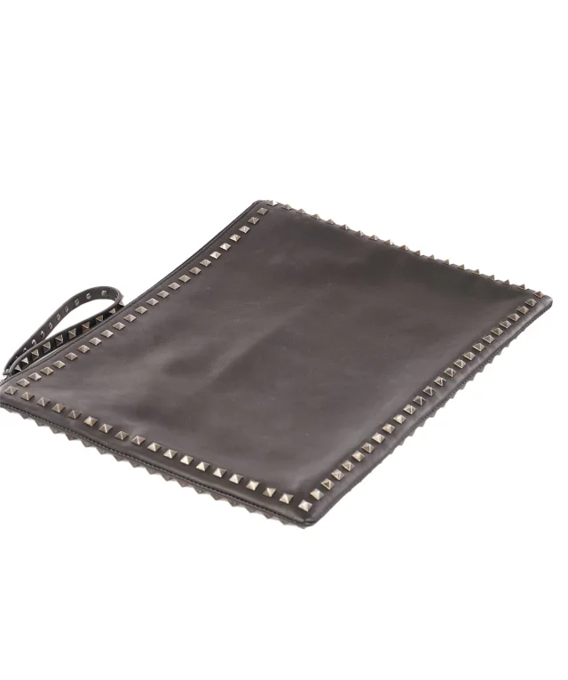 Valentino Garavani Rockstud Leather Pouch Clutch in Leather from Luxury Promise, photo 2 of 11