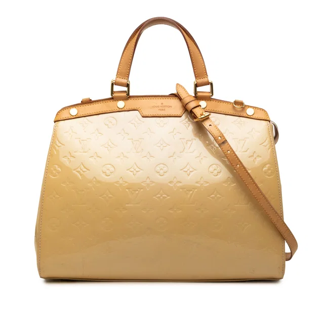 Beige Louis Vuitton Monogram Vernis Brea GM Satchel in Beige Leather from Designer Revival