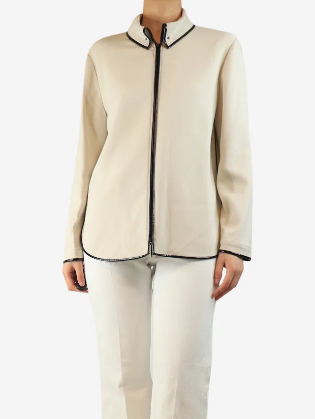 Giorgio Armani Neutral crepe jacket - size UK 14 from Sign of the Times