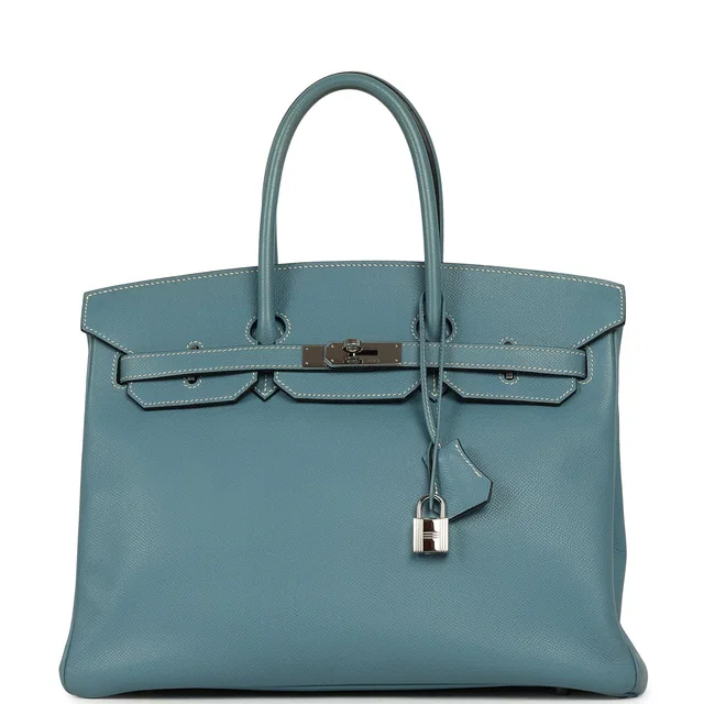 Hermès Birkin 35 Blue Jean Epsom Palladium Hardware in Blue Epsom leather from Madison Avenue Couture