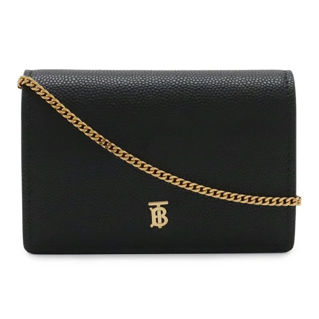 Burberry TB Logo Leather Chain Wallet in Leather from LuxUness