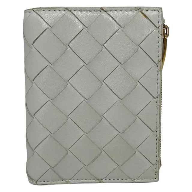Bottega Veneta Bifold Wallet Maxi Intrecciato Cassette Leather Compact Ivory in White Woven leather from The Reluxe