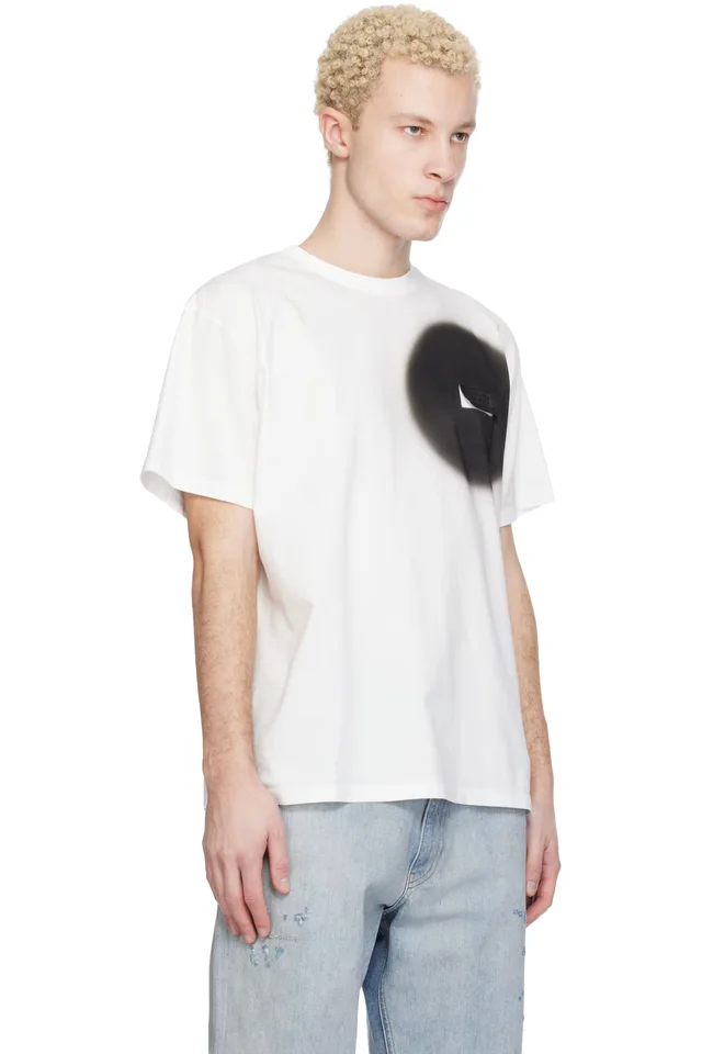 MM6 Maison Margiela White Spray Print T-shirt, photo 2 of 4 from SSENSE