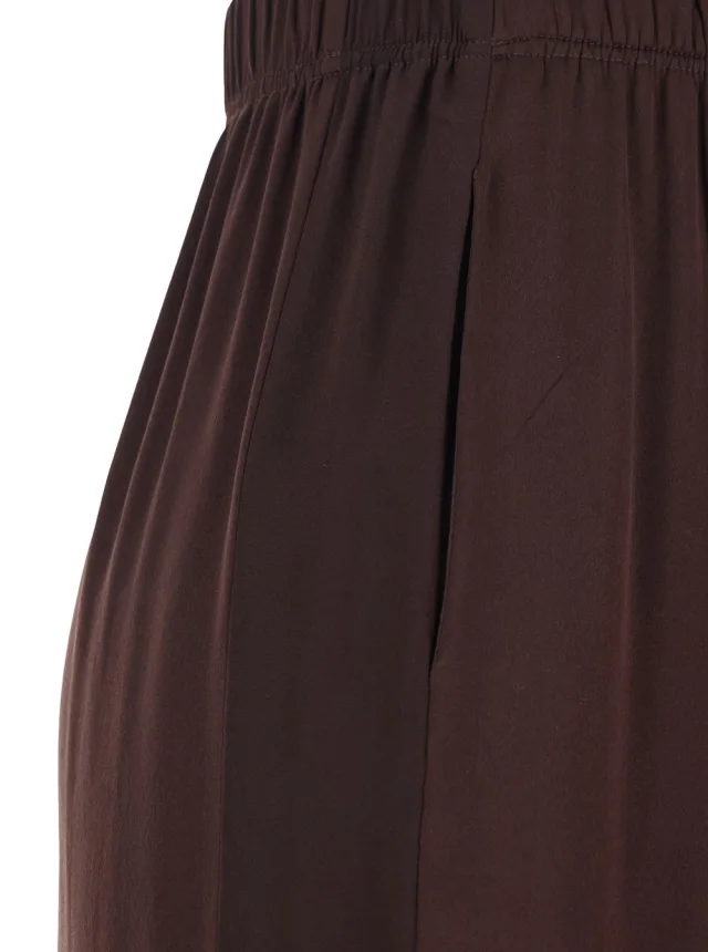 JUCCA Brown Silk Pants with Elastic Waist and Side Welt Pockets Women in Brown, photo 5 of 6 from Gaudenzi Boutique