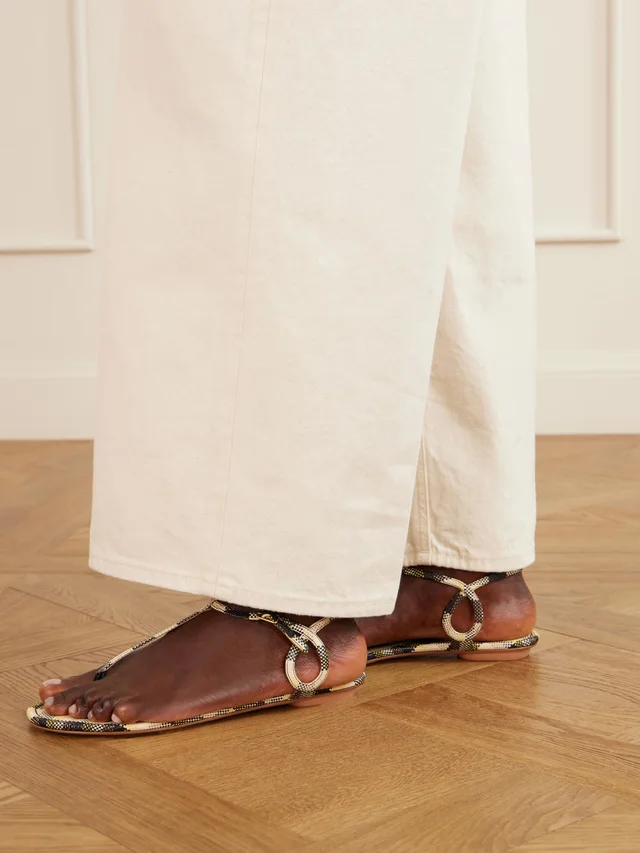 AQUAZZURA Almost Bare checked raffia sandals in Yellow, photo 2 of 2 from NET-A-PORTER (Canada)