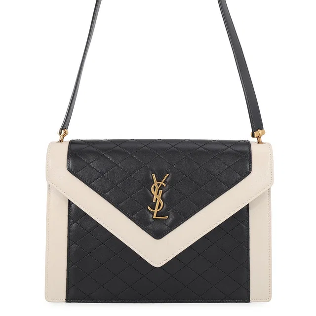 Saint Laurent Gabby Satchel Shoulder Bag Black/White668863AAAAN1031 Lambskin in Black Lambskin from GALLERY RARE