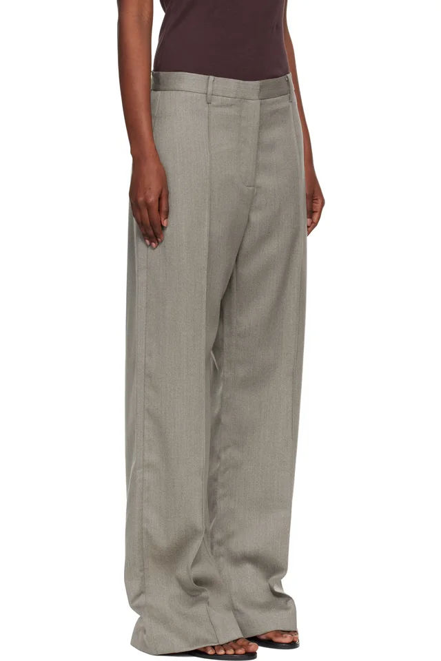 St. Agni Gray Oupa Pintuck Trousers, photo 2 of 4 from SSENSE