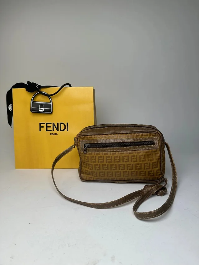 Fendi Vintage Crossbody Bag Ff Logo Pattern Brown Fabric in red|brown Canvas from Grailed